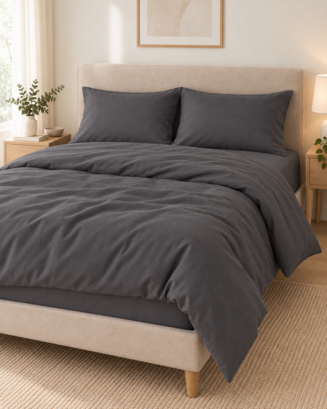Pure Brushed Cotton Bedding Set – Graphite