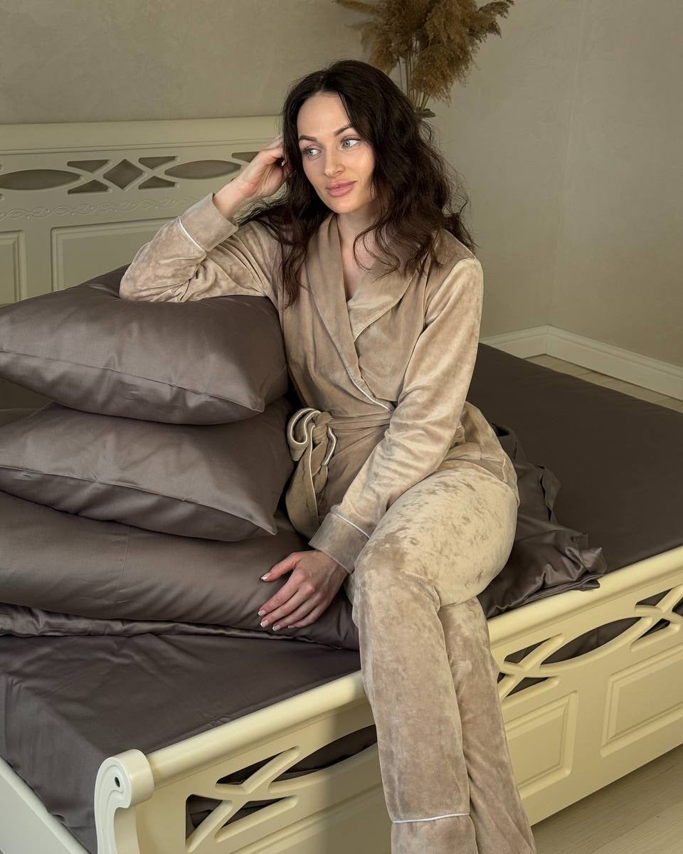 Luxury Cotton Sateen Bedding Set – Cocoa Calm
