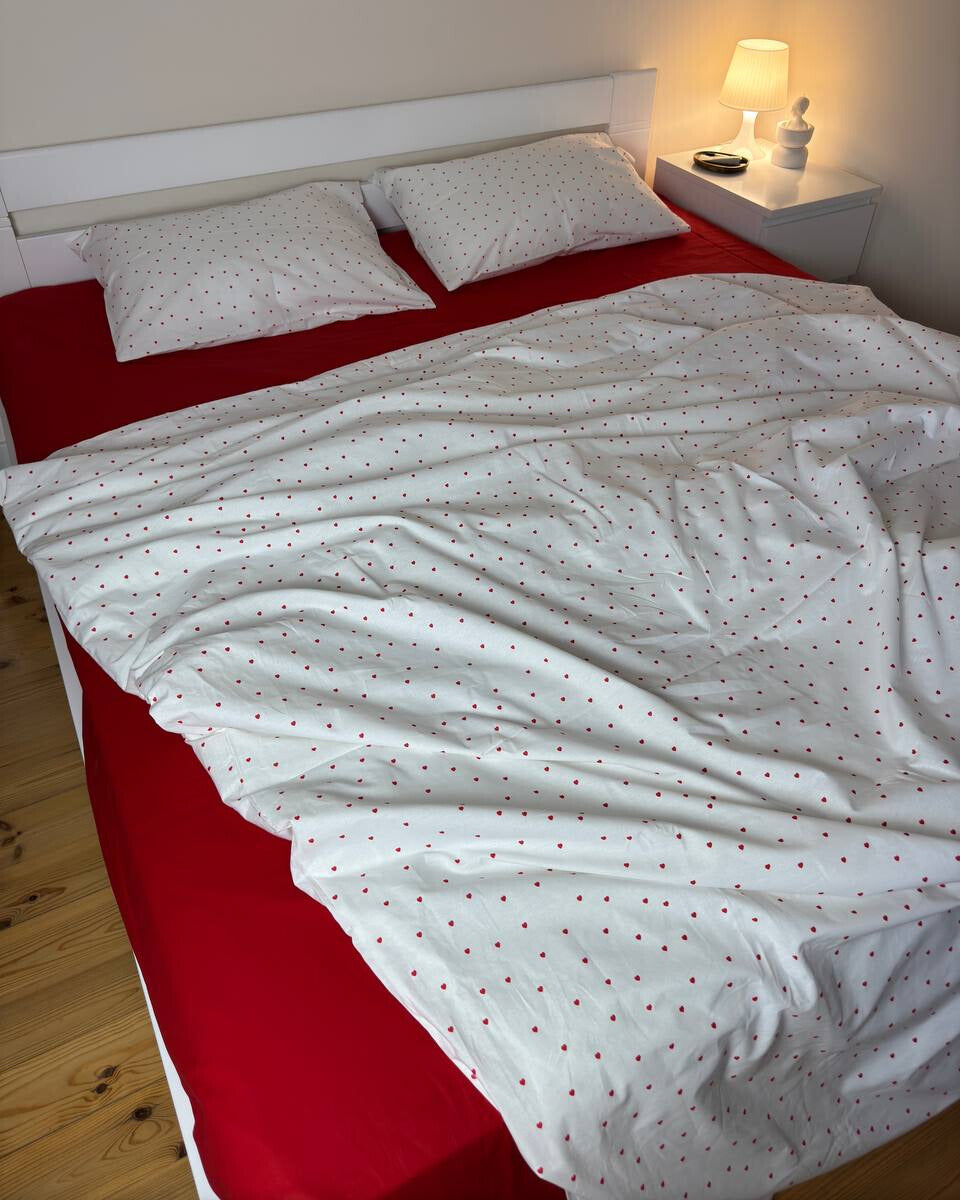 Premium Ranforce Cotton Bedding Set – Sweetheart Red