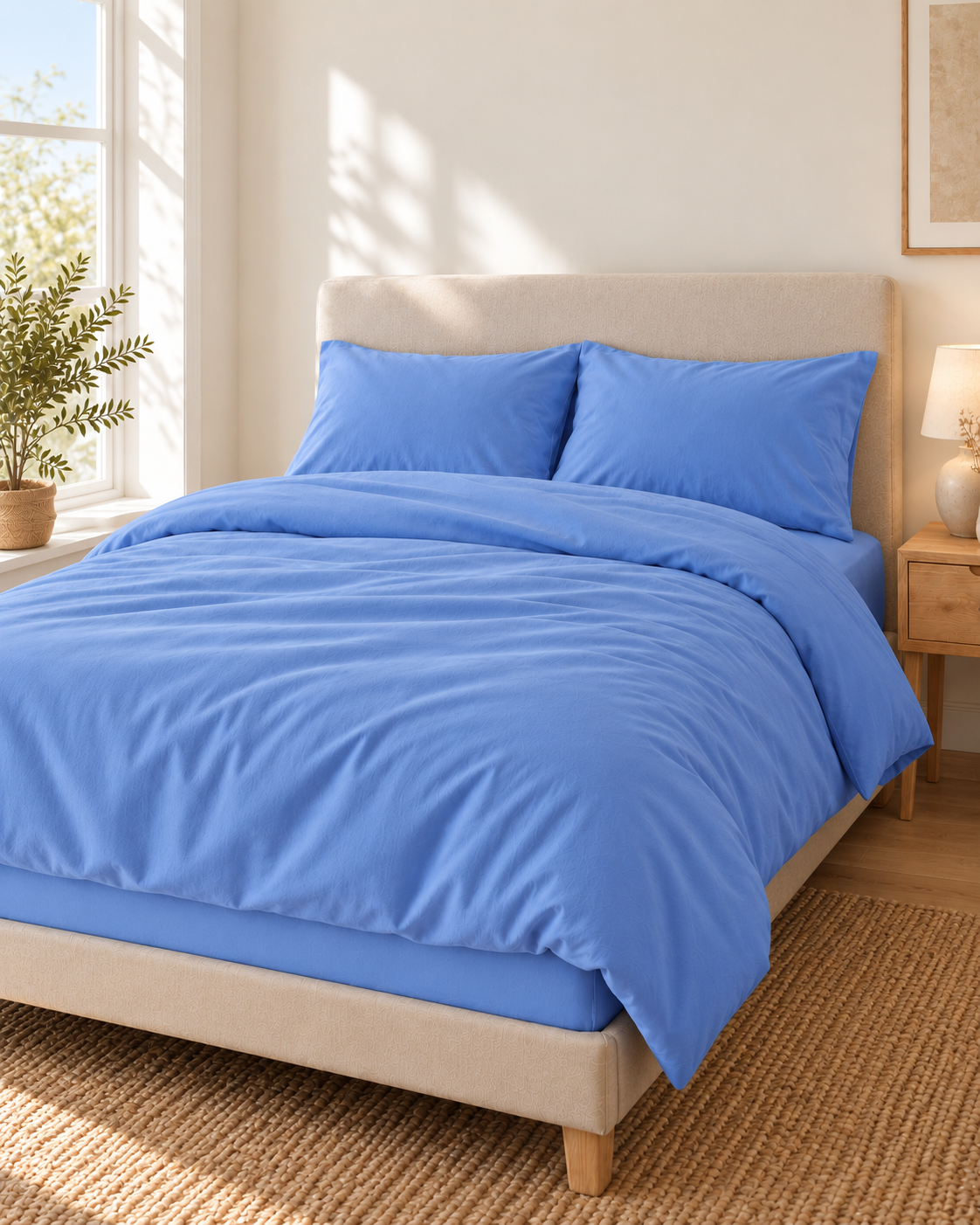 Pure Brushed Cotton Bedding Set – Sky Blue
