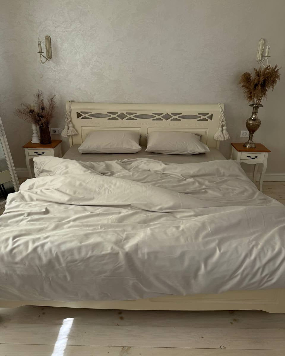 Luxury Cotton Sateen Bedding Set – Pure Ivory