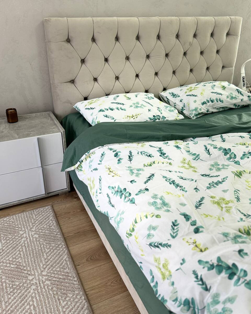 Premium Ranforce Cotton Bedding Set – Green Eucalyptus