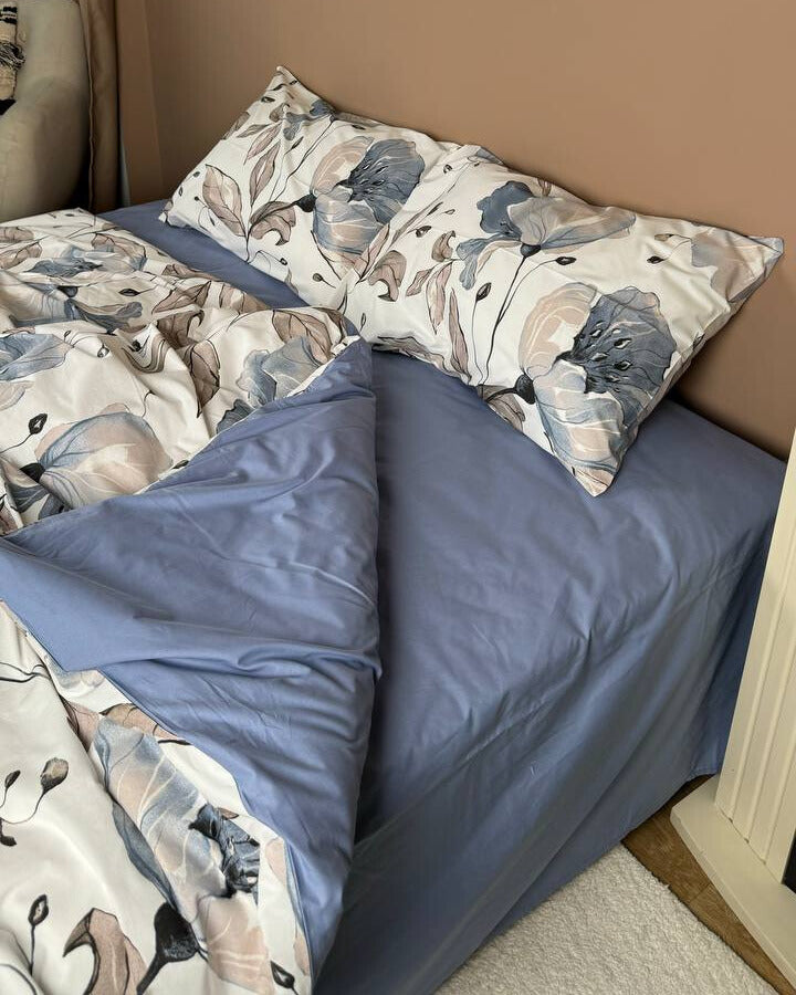 Premium Ranforce Cotton Bedding Set – Blue Garden