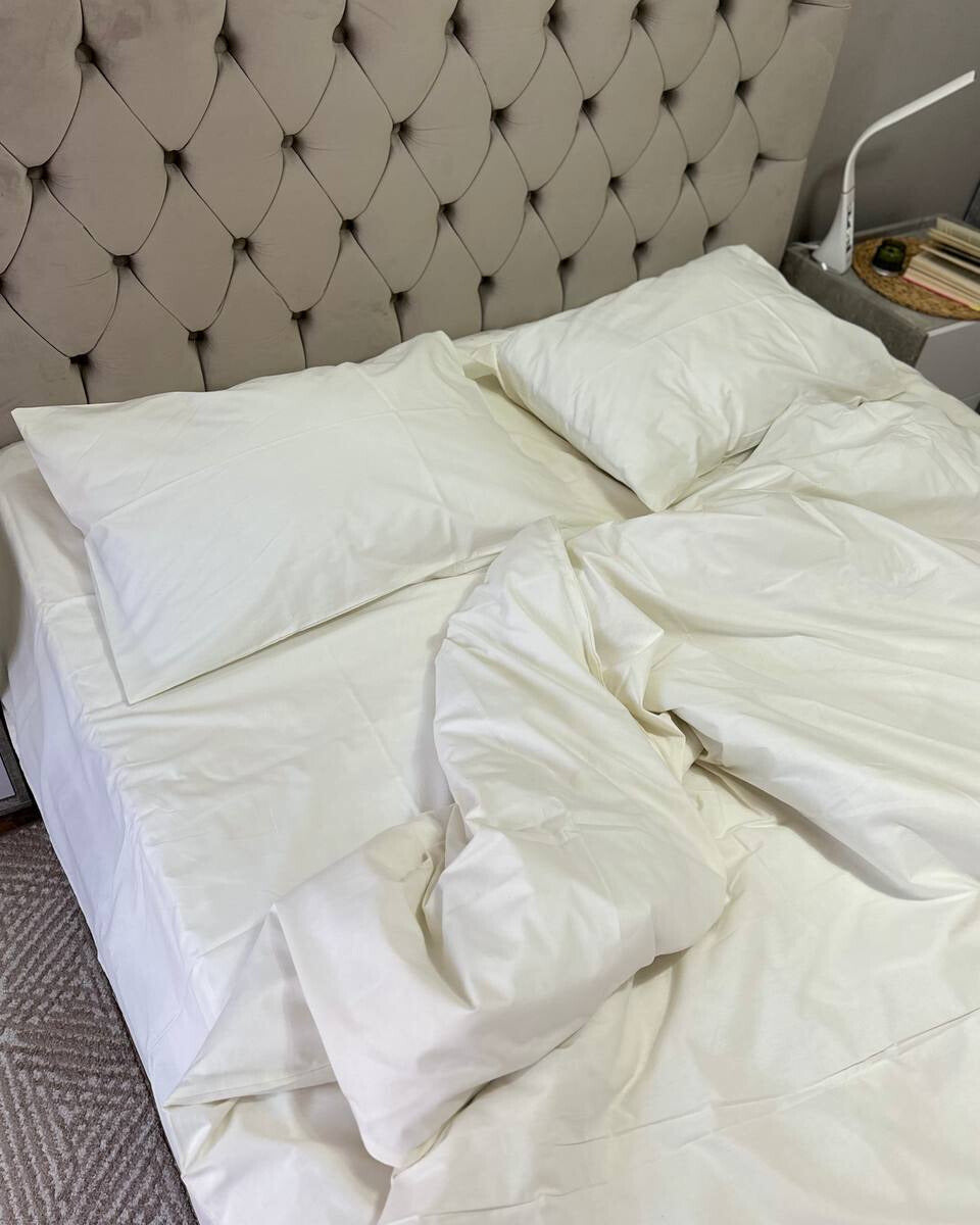 Premium Ranforce Cotton Bedding Set – Soft Ivory