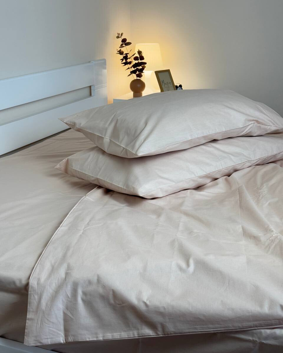 Premium Ranforce Cotton Bedding Set – Soft Nude Calm