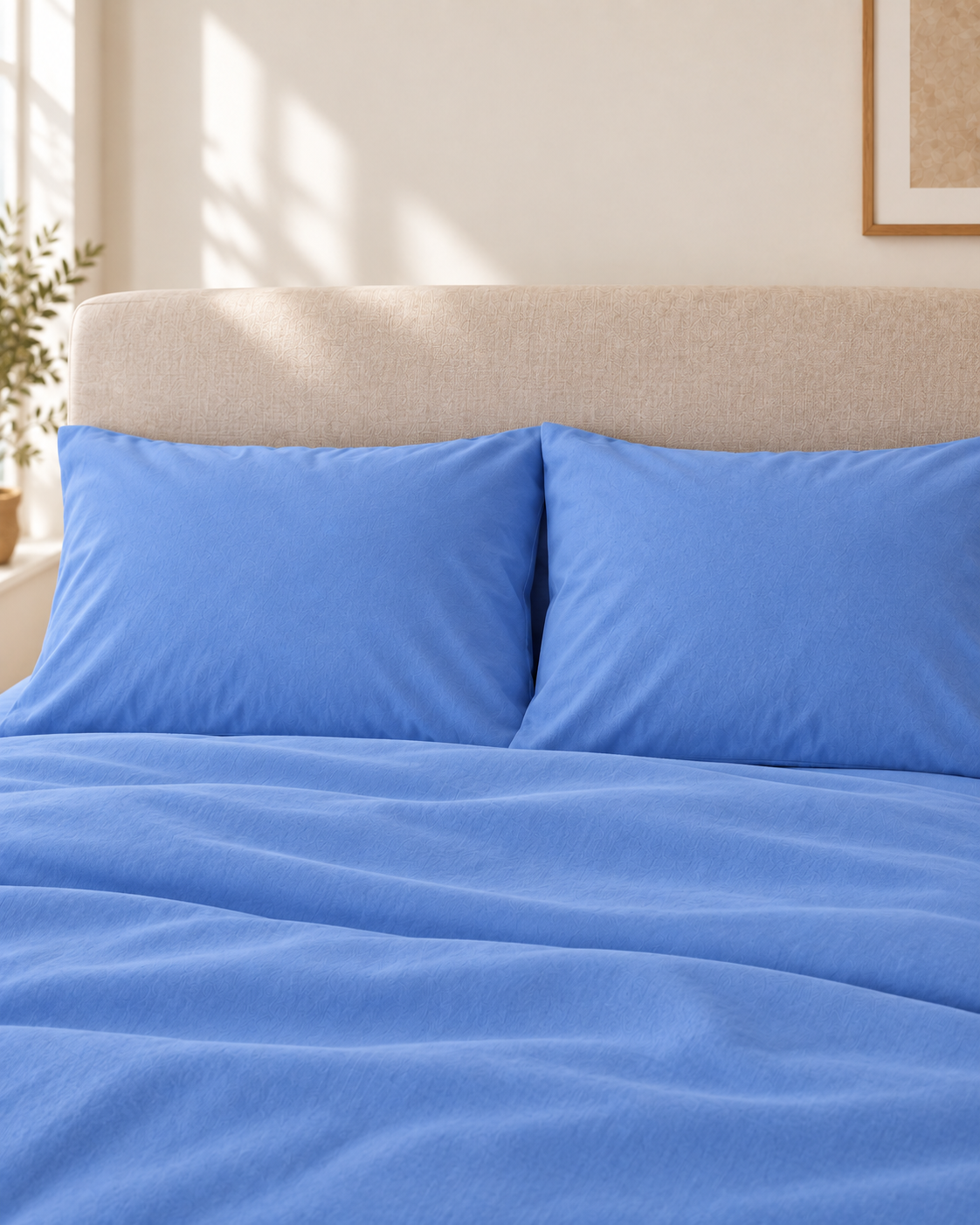 Pure Brushed Cotton Bedding Set – Sky Blue