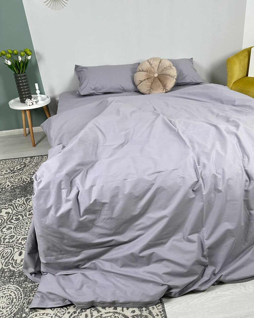 Premium Ranforce Cotton Bedding Set – Stone Grey