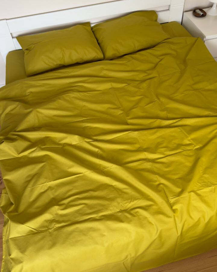 Premium Ranforce Cotton Bedding Set – Mustard Harmony