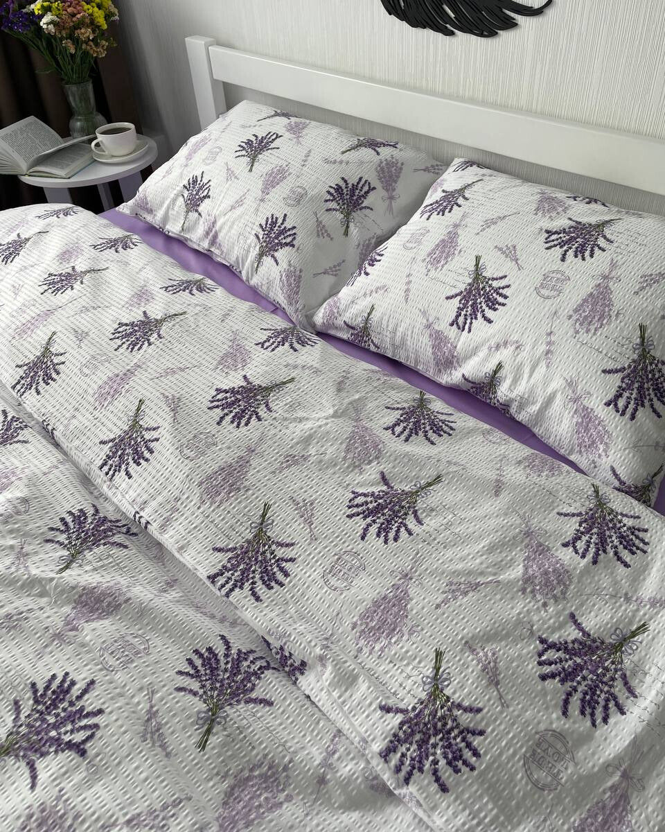 Premium Ranforce Seersucker Bedding Set – Lavender Breeze