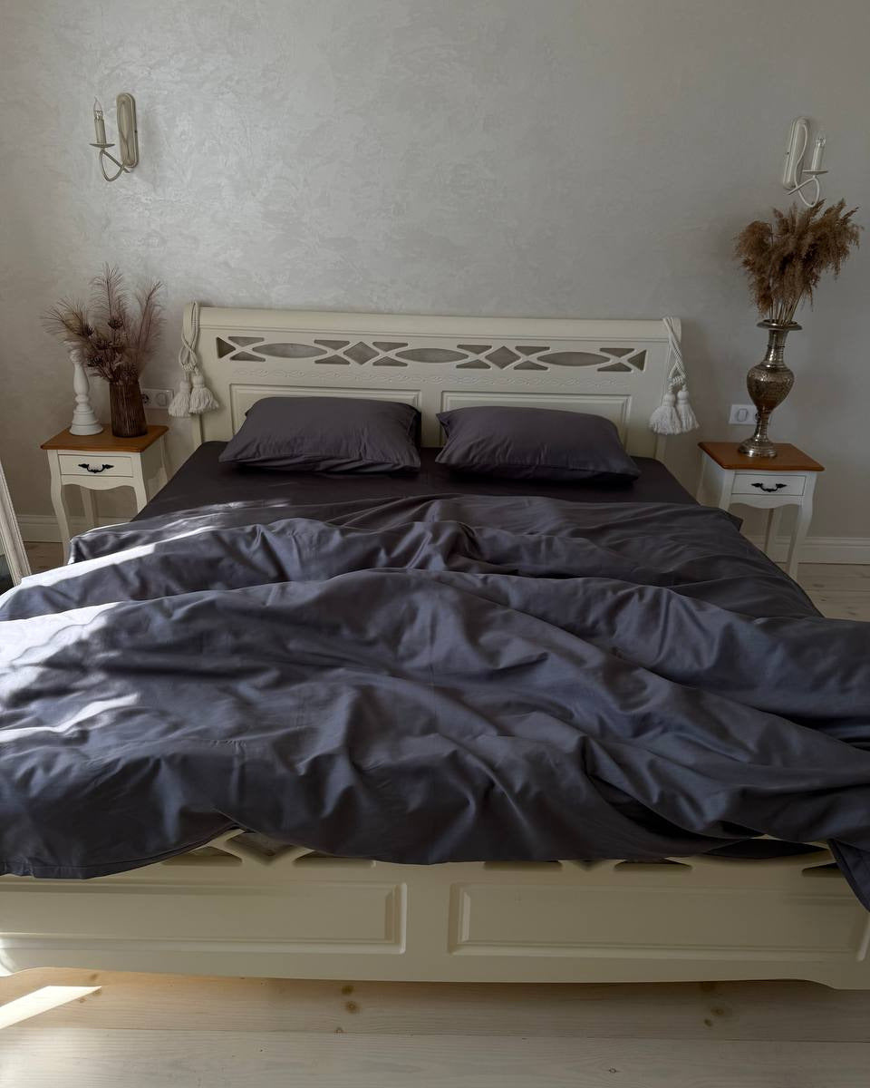 Luxury Cotton Sateen Bedding Set – Graphite Silk