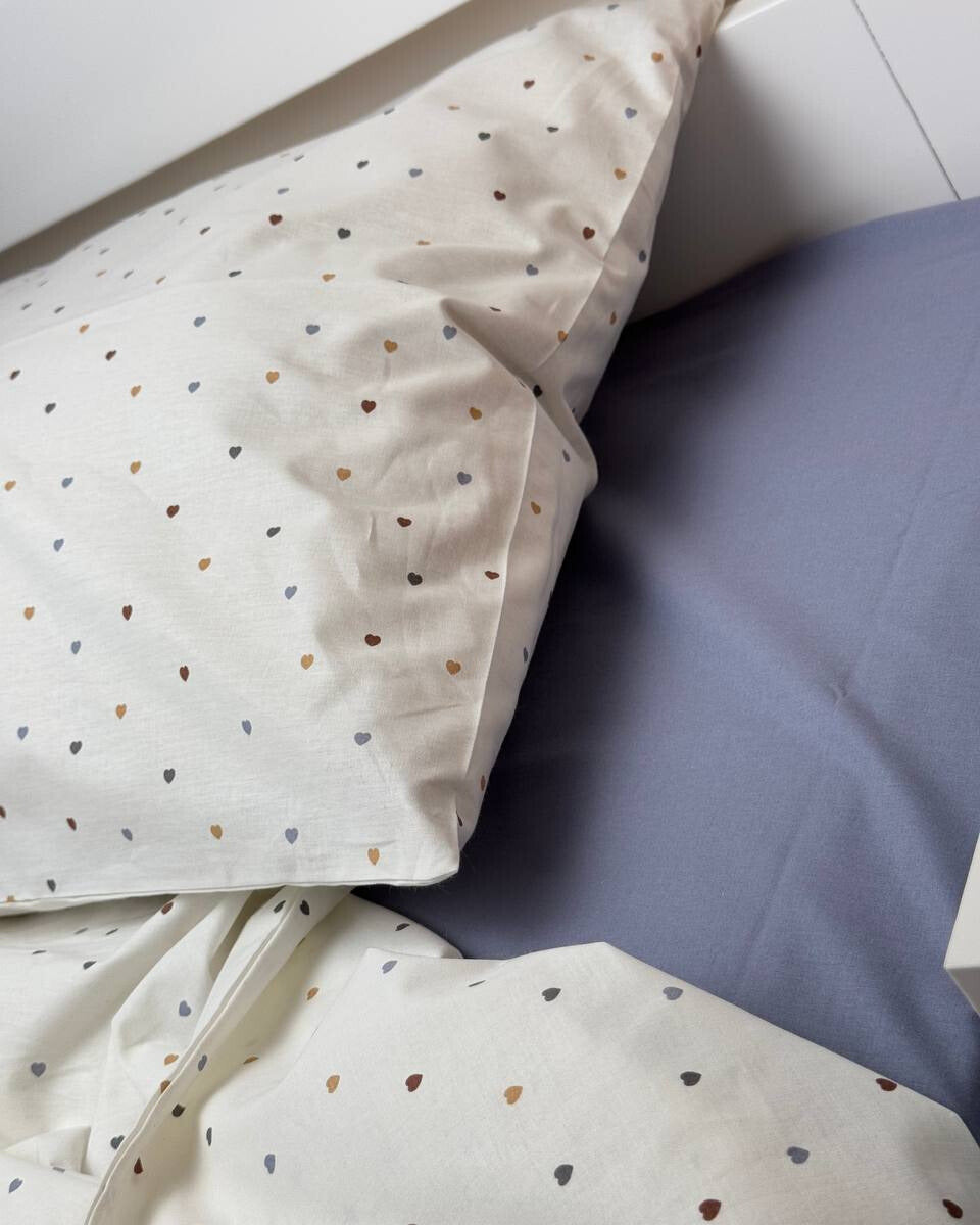 Premium Ranforce Cotton Bedding Set – Heartfall Mist