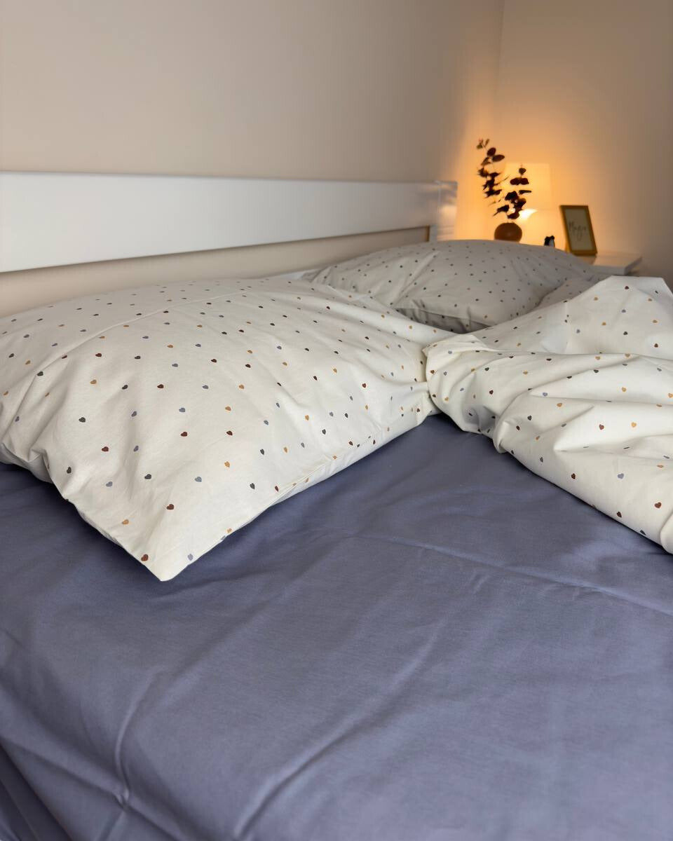 Premium Ranforce Cotton Bedding Set – Heartfall Mist