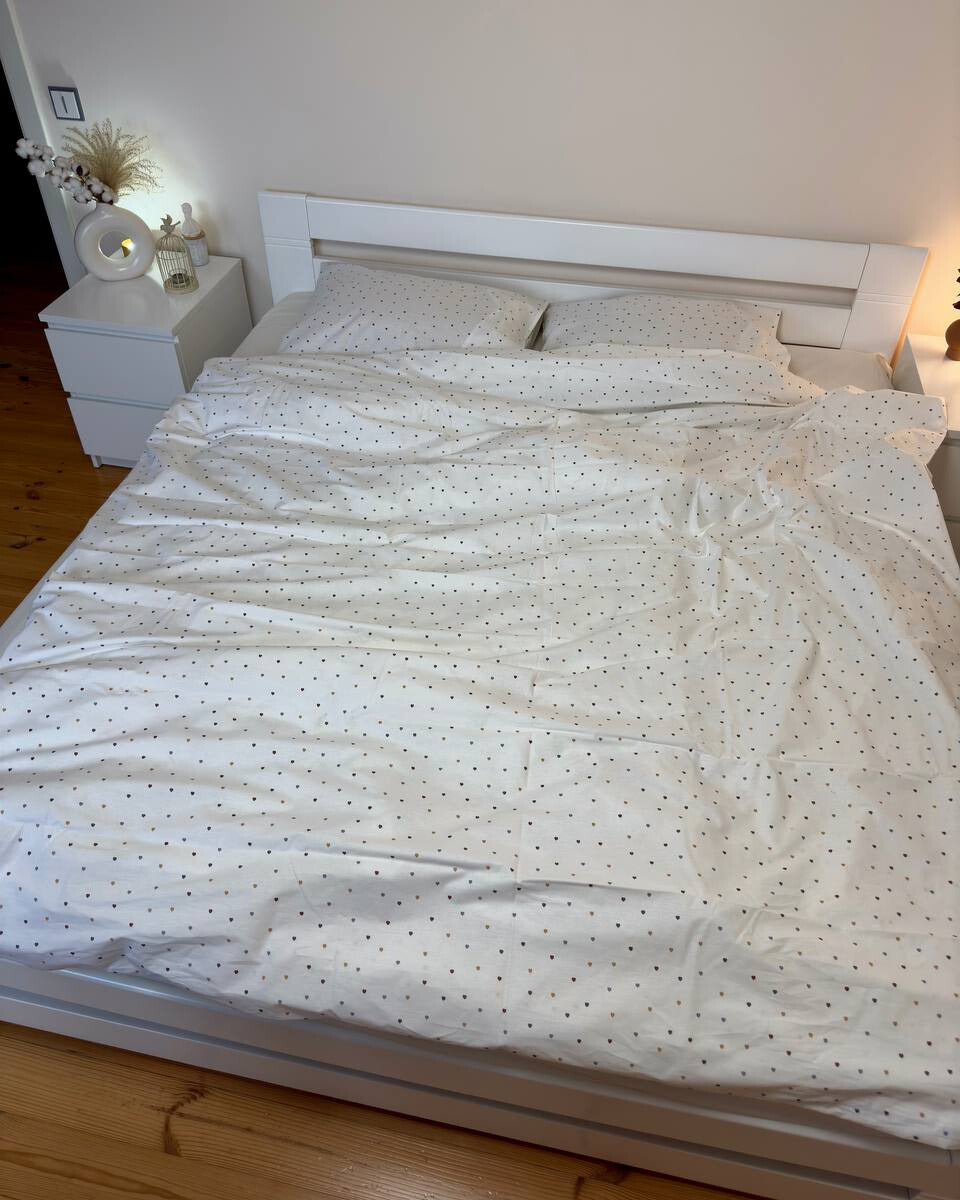 Premium Ranforce Cotton Bedding Set – Heartfall Cream