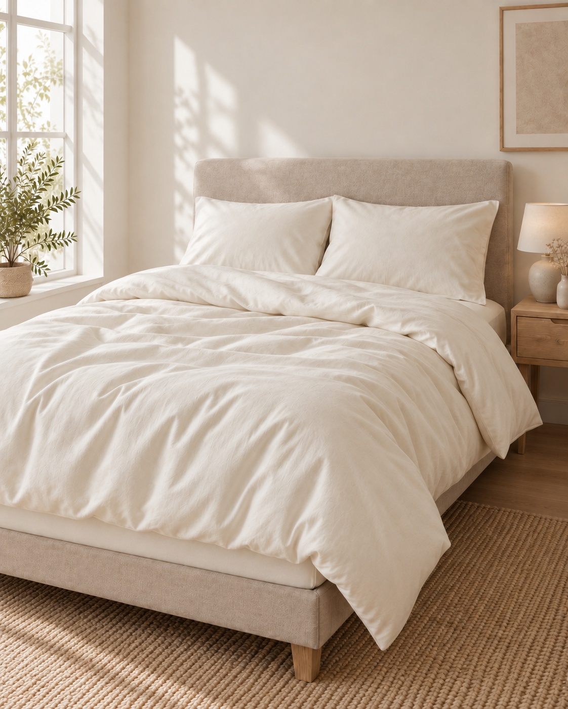 Pure Brushed Cotton Bedding Set – Soft Ivory