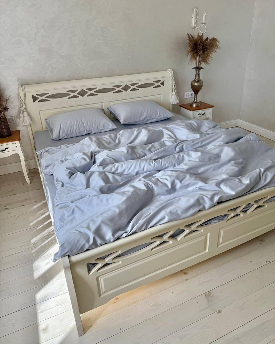 Luxury Cotton Sateen Bedding Set – Silver Mist