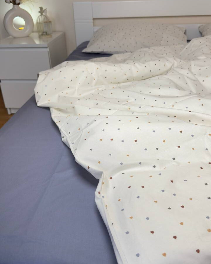 Premium Ranforce Cotton Bedding Set – Heartfall Mist