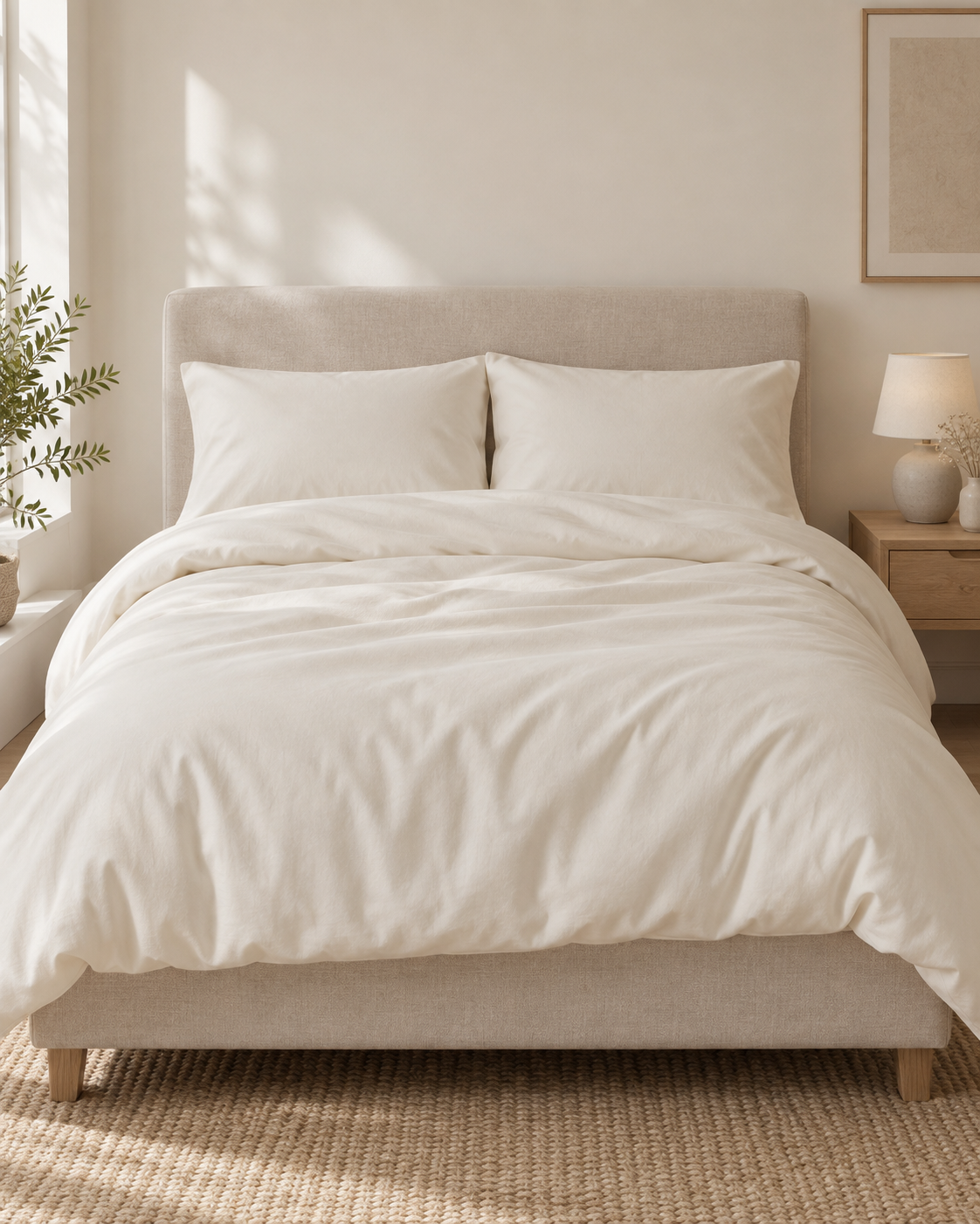 Pure Brushed Cotton Bedding Set – Soft Ivory