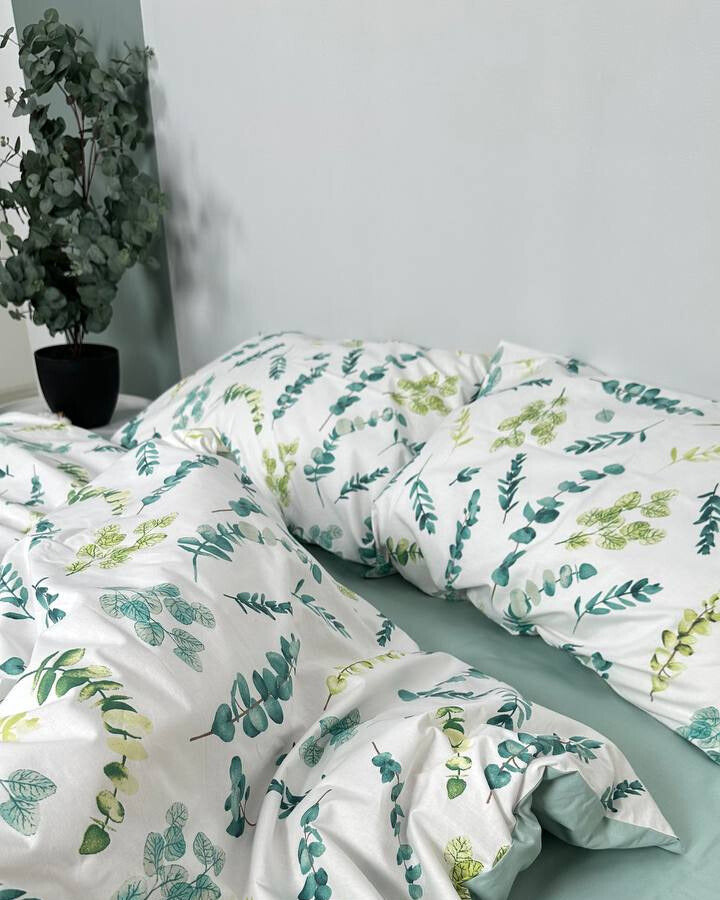 Premium Ranforce Cotton Bedding Set – Eucalyptus Garden