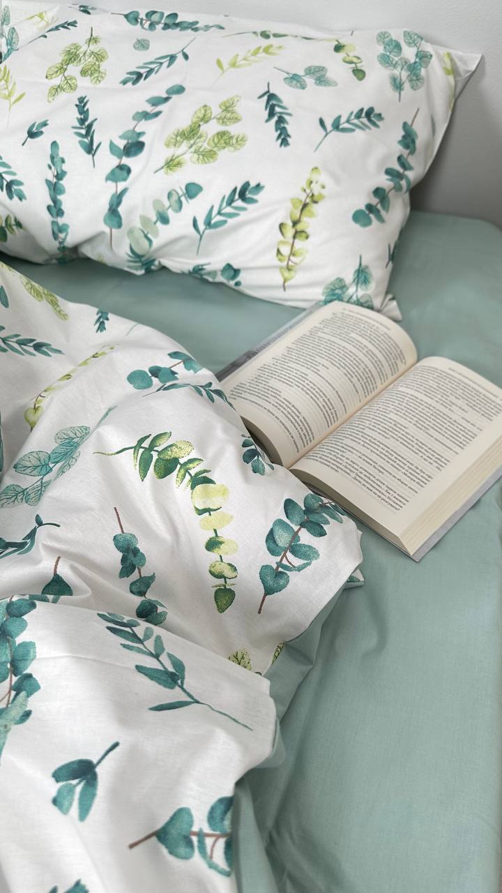 Premium Ranforce Cotton Bedding Set – Eucalyptus Garden