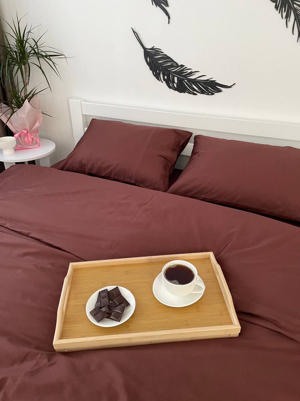 Luxury Cotton Sateen Bedding Set – Chocolate Brown