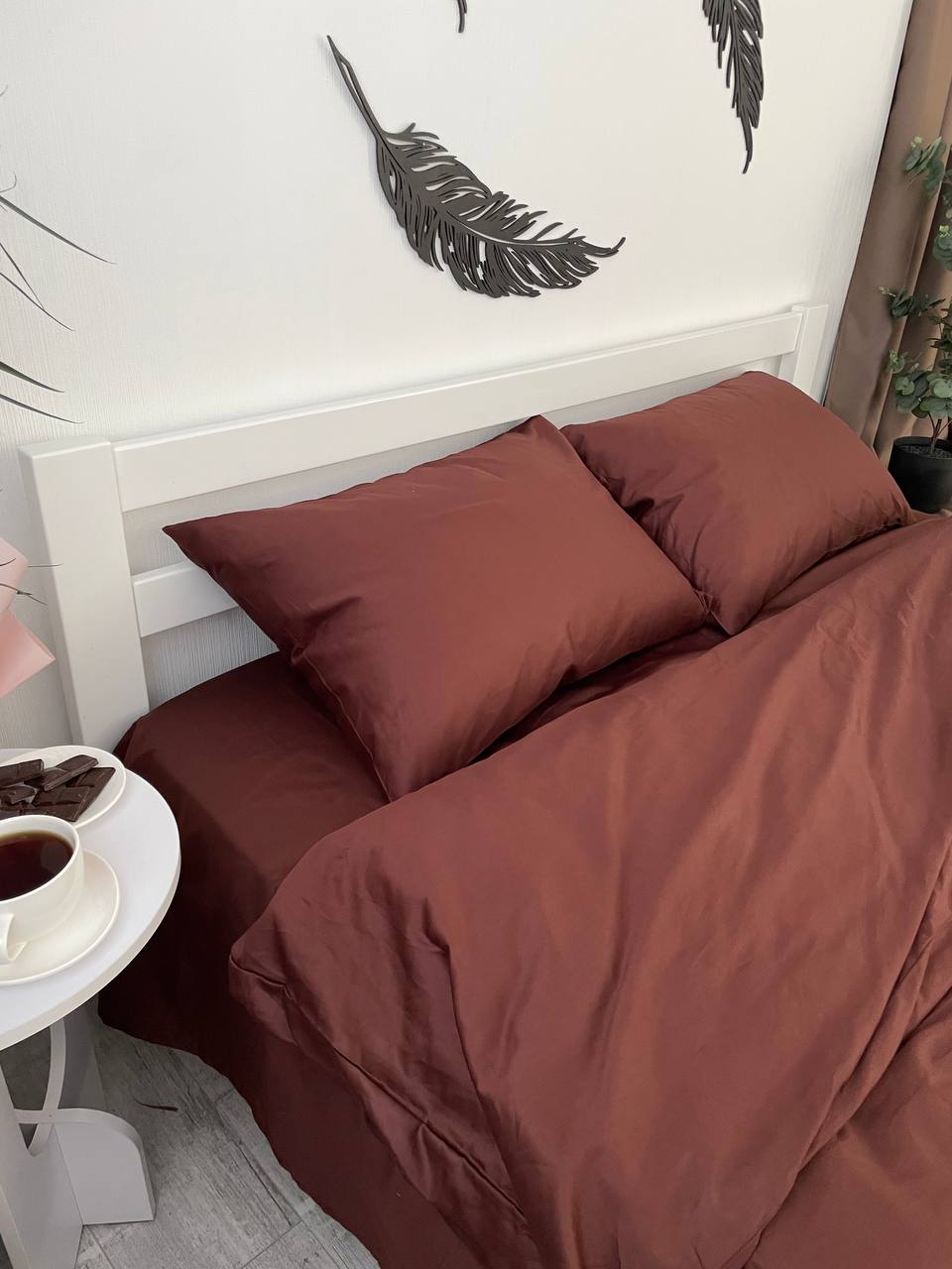 Luxury Cotton Sateen Bedding Set – Chocolate Brown
