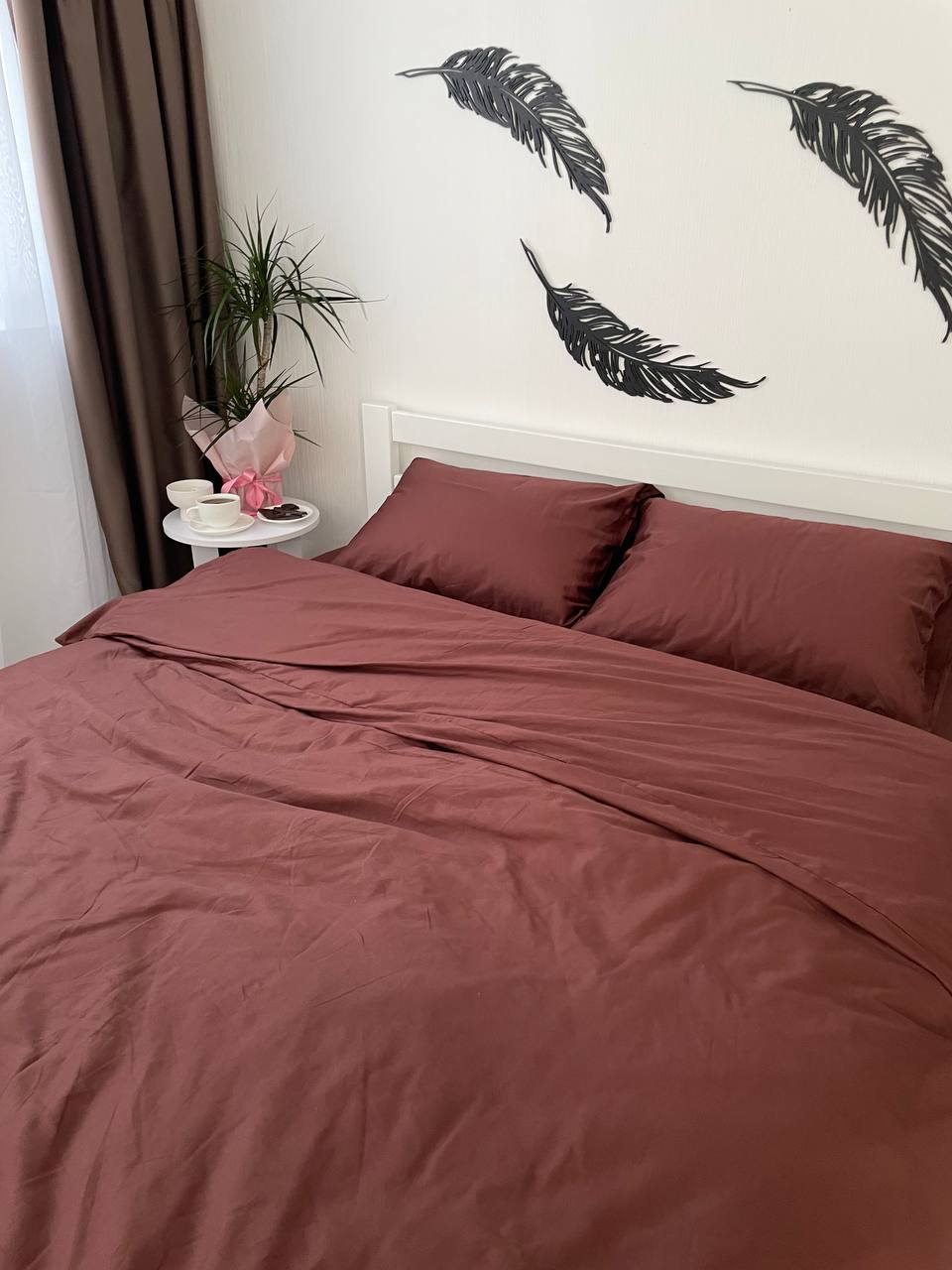 Luxury Cotton Sateen Bedding Set – Chocolate Brown