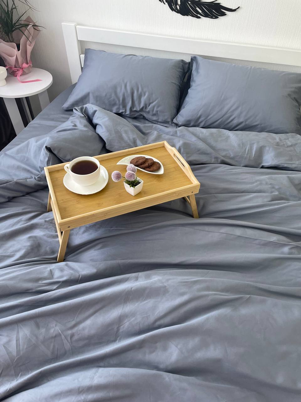 Luxury Cotton Sateen Bedding Set – Silver Grey