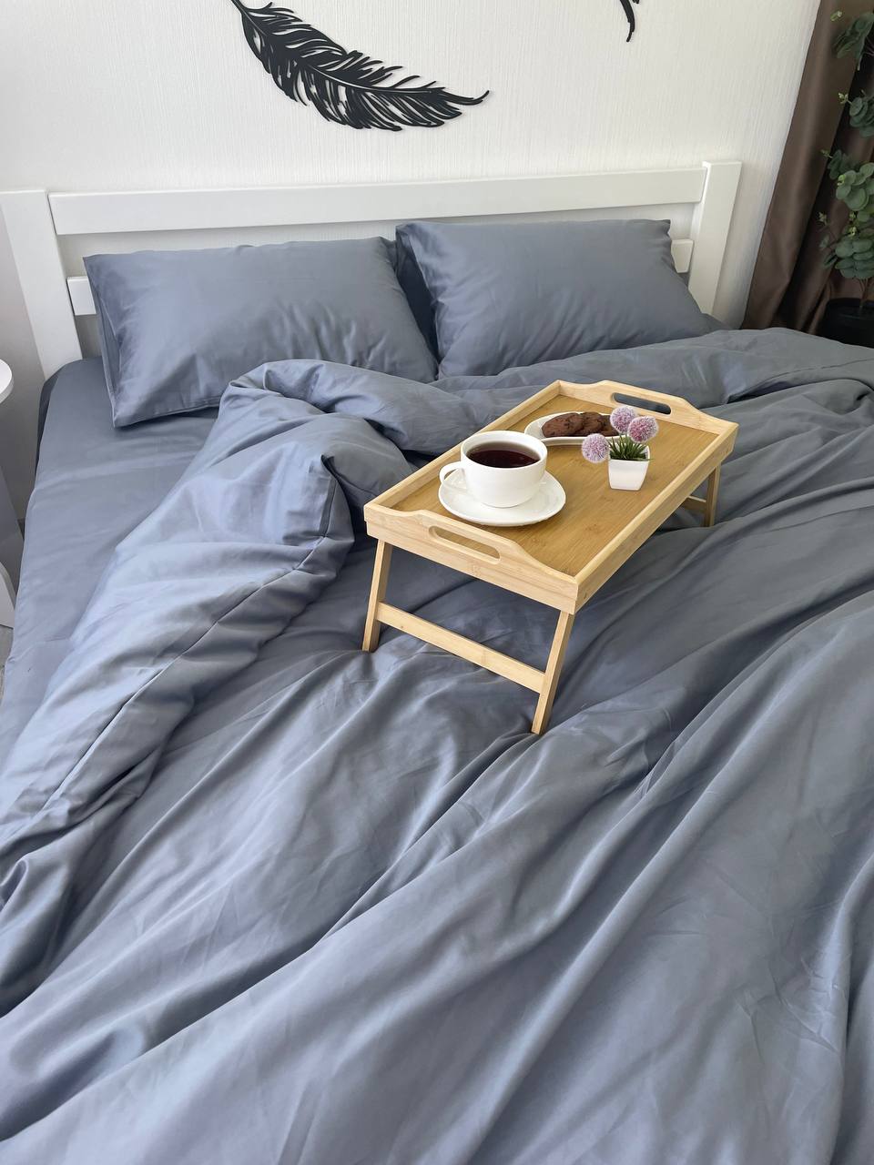 Luxury Cotton Sateen Bedding Set – Silver Grey