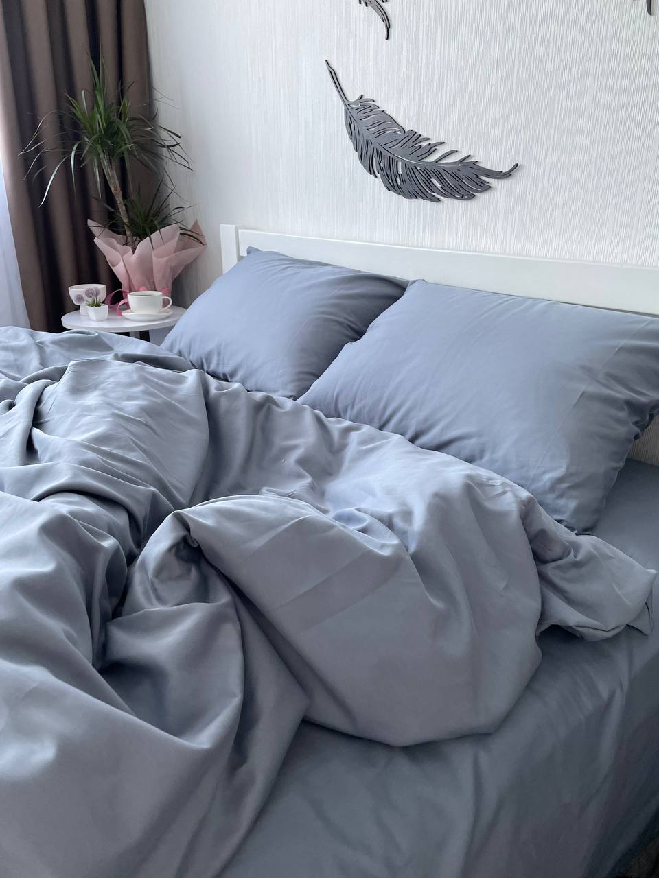 Luxury Cotton Sateen Bedding Set – Silver Grey